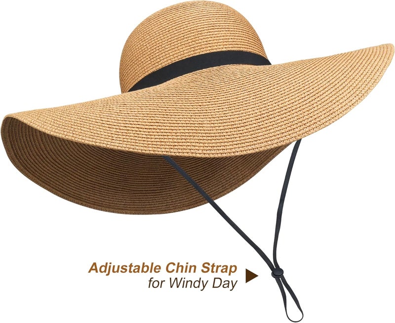 Naivlizer Women Wide Brim Sun Hat UPF50 Straw Summer Hat Floppy Beach Hat Roll-Up - Image 3